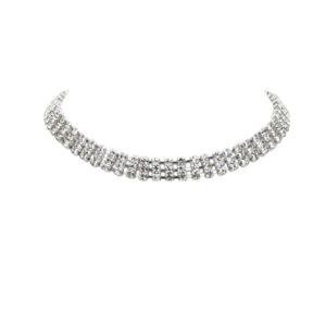 8713-NS - 3 Row Choker - non Stretchy - Silver