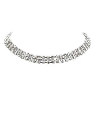 8713-NS - 3 Row Choker - non Stretchy - Silver