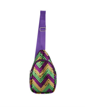 HBG105289 - Mardi-Gras sequin chevron sling bag