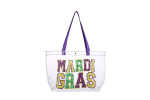 HBG105302 - Mardi-Gras print clear tote bag