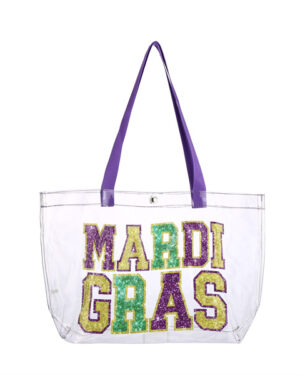 HBG105302 - Mardi-Gras print clear tote bag