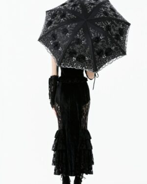 AUM015 - Embroidered Gothic Lace Umbrella