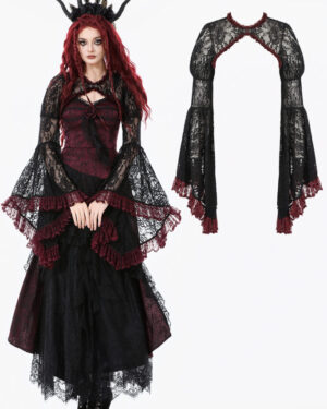 BW169 - Black/Red Baroque Lace Cardigan-L
