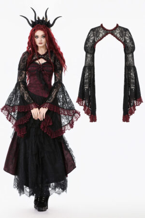 BW169 - Black/Red Baroque Lace Cardigan