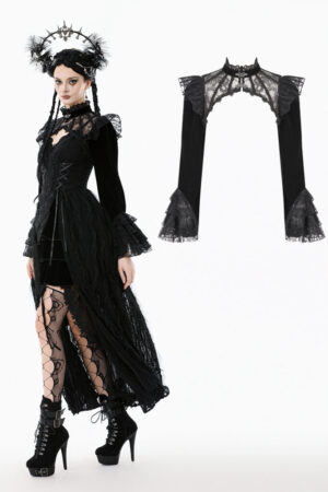 BW170 - Velvet & Lace Hollow Shoulder Cape
