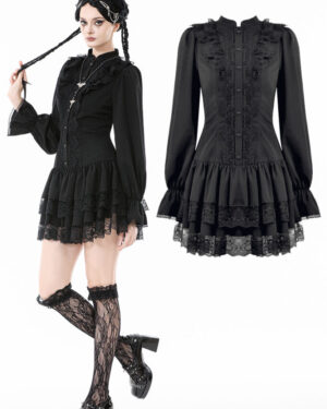DW1136 - Lolita dark gothic low-waist dress-L