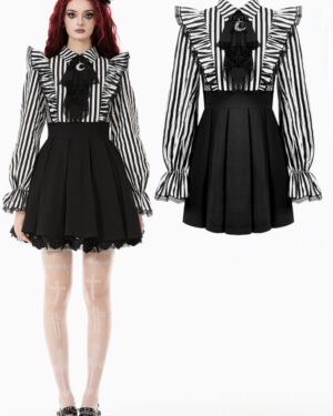 DW1141 - Lolita Dark Striped Preppy Dress-L