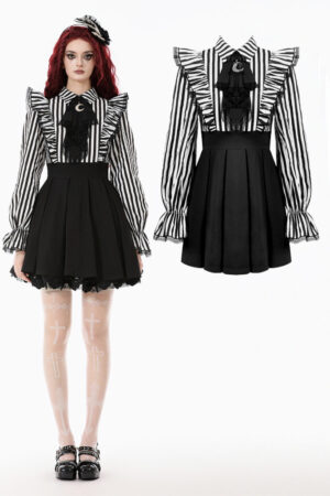 DW1141 - Lolita Dark Striped Preppy Dress