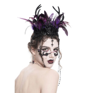 EAS33 - Gothic Feather Headpiece with Chain Accents..