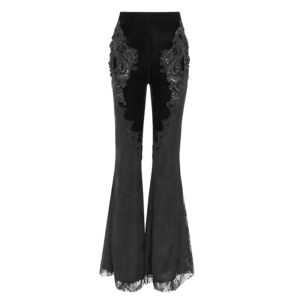 EPT01901 - Embroidered Velvet Lace Flare Pants