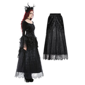 KW410 - Gothic Court Floral Tassel Maxi Skirt