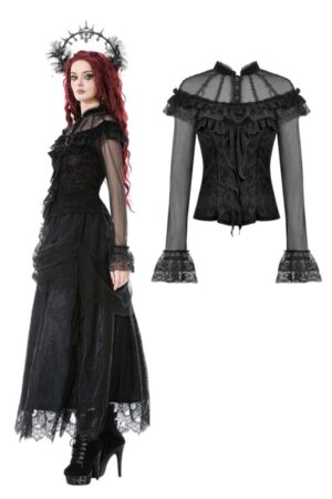 TW670 - Gothic Rose Sheer Court Top