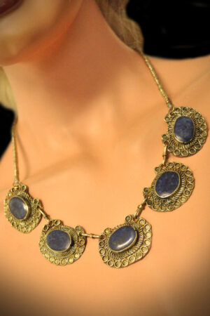 1872 - Lapis Tribal Necklace with Filligre