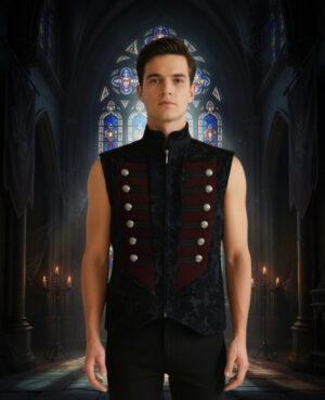 200127 - Velvet Paisley Vest - Black/Red