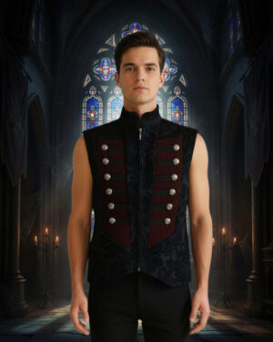 200127 - Velvet Paisley Vest - Black/Red