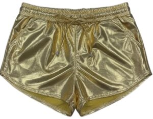 2289 - Metallic drawstring shorts-Gold -LXL