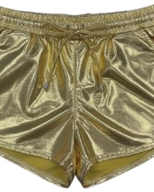 2289 - Metallic drawstring shorts-Gold -LXL