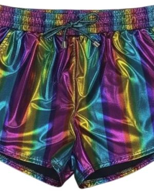 2289P - Metallic drawstring shorts-Rainbow-LXL