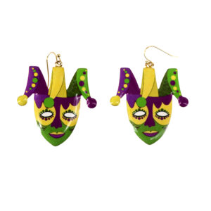 28050 - g jester face Mardi gras earrings