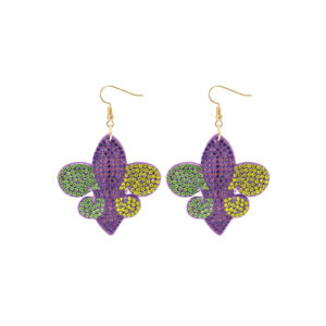 28338 - g fleur de lis cushion earring, mardi gras