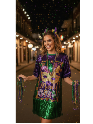3882 - Mardi Gras sequin dress