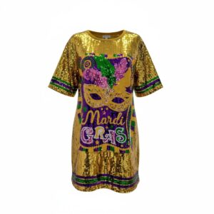 3883 - Mardi Gras sequin dress-gold