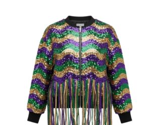 3891 - Sequin fringe jacket-Mardi gras-L