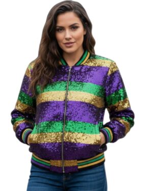 3892 - Sequin striped jacket-Mardi gras