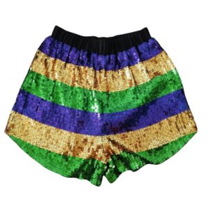 3893 - Sequin striped shorts-gold, green, purple