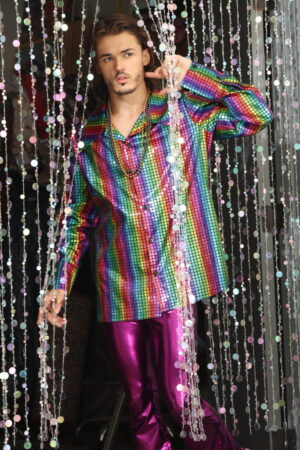 4248 - Multi party button down metallic shirt