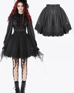 KW389 - Black Shadow Rose Embroidered Petticoat-LXL