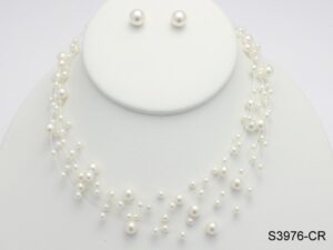 S3976 - Pearl Necklace set - 6 line